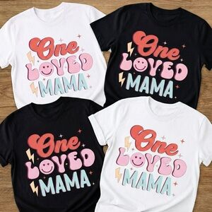 Gildan One Loved Mama Tees - Black and White